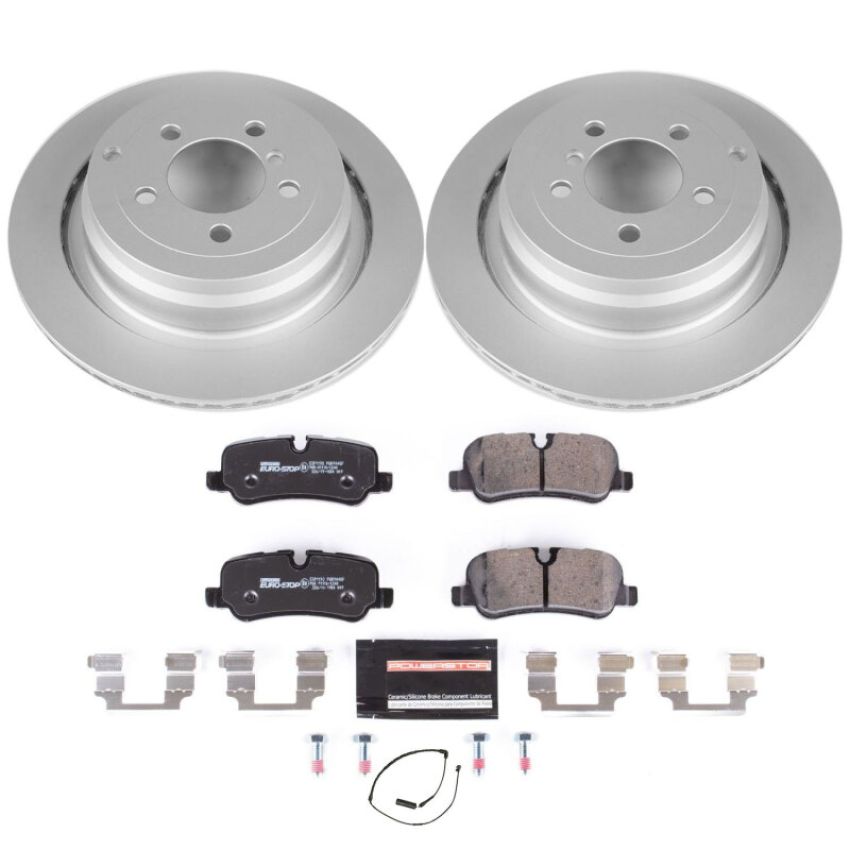 PowerStop ESK5624 Genuine Geomet Coated Rotors, ECE-R90 Brake Pads + Hardware Kit