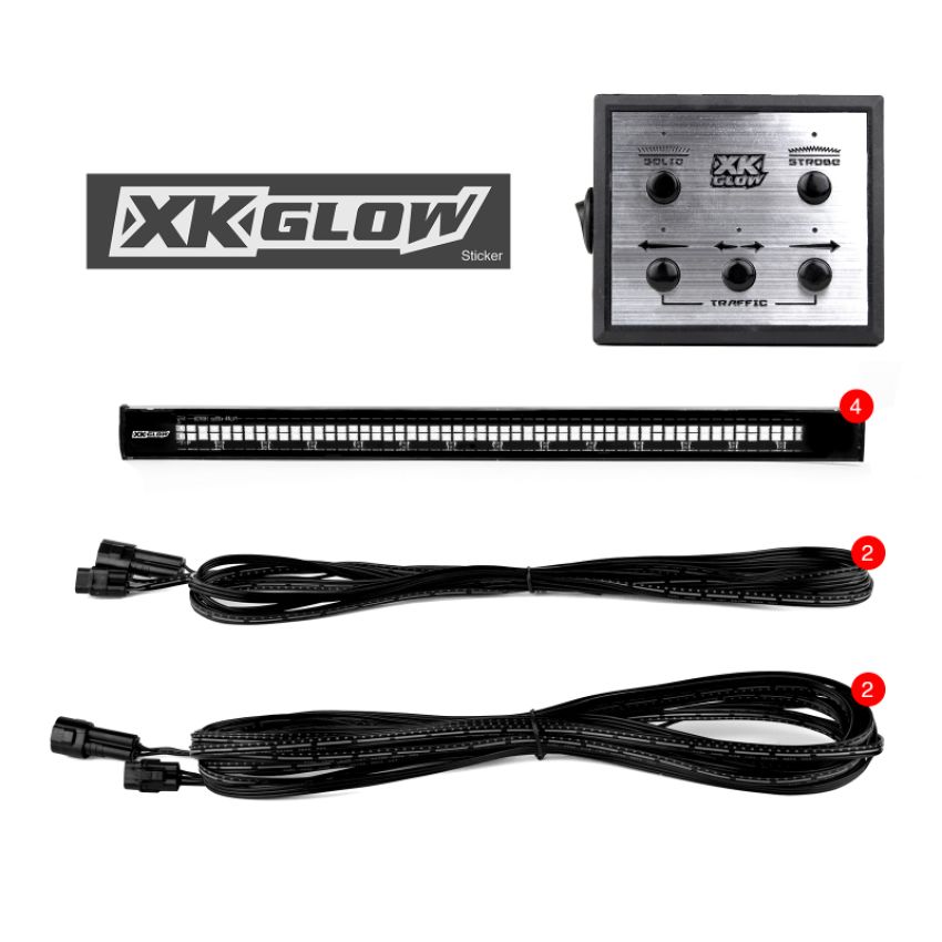XKGLOW XK052002-4BR XK Glow Tube Strobe Lights w/ Traffic Modes Ultra LEDs Multiple Modes + Solid On - Blue/Red 4pc 12in