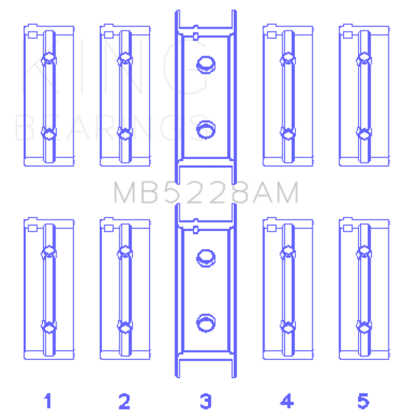 King Engine Bearings MB5228AM0.5 Mitsubishi 4G52 (Size +0.50mm) Main Bearing Set