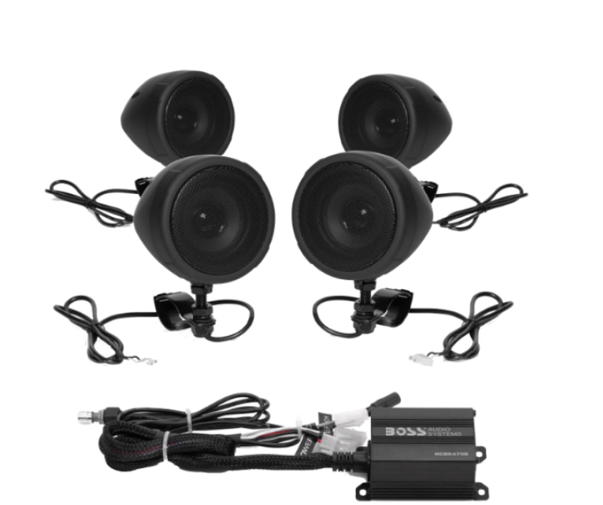 Boss Audio MCBK470B Systems Motorcycle Speaker Amplifier/ Bluetooth/ 3in Speakers 2 Pair- Black