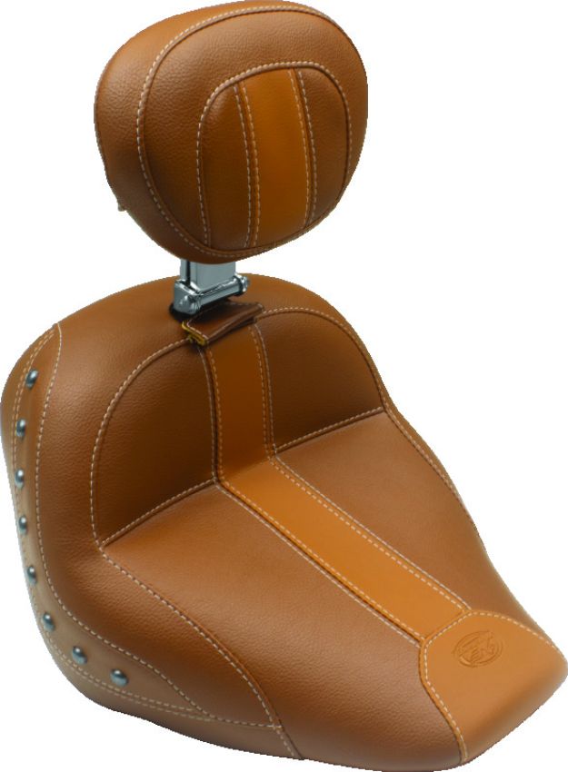 Mustang Motorcycle 79526MV Mustang 15-21 Indian Scout Standard Touring Solo Seat w/Driver Backrest w/Studs - Brown