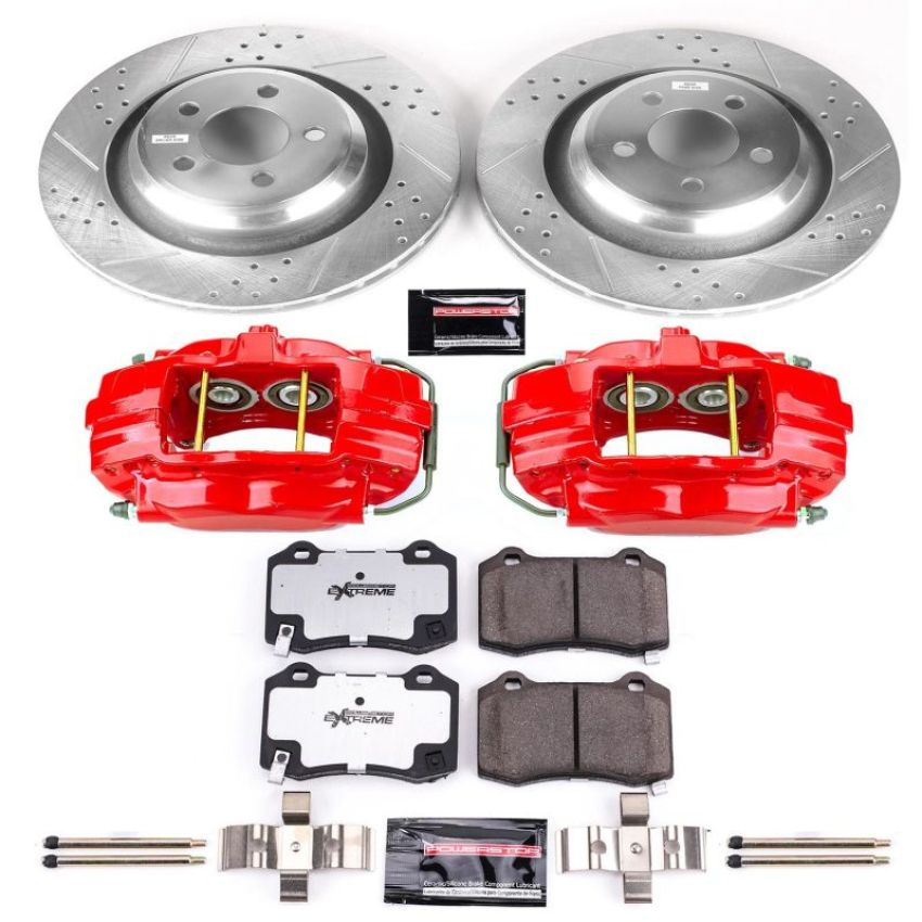 PowerStop KC4583-26 Z26 Street Performance Ceramic Brake Pad, Drilled Slotted Rotor, and Caliper Kit