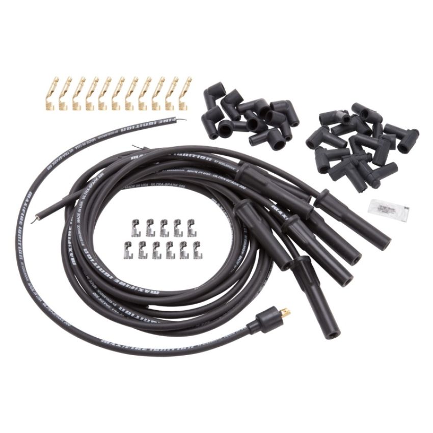 EDELBROCK EDE22700 Max Fire Plug Wire Set w/Str Flex Boots Black