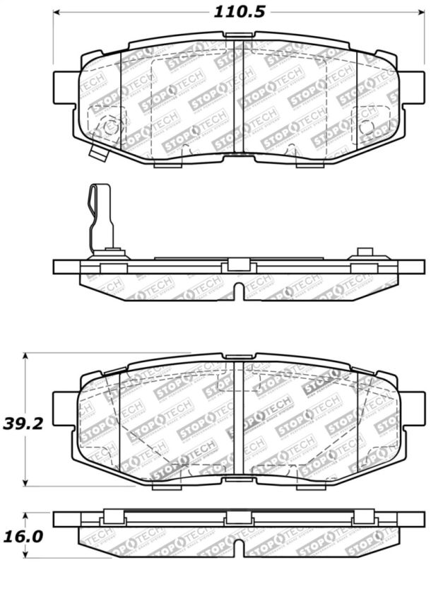 Stoptech 309.11240 Performance 06-10 Subaru Legacy Sedan/Outback/13 BRZ / 13 Scion FR-S Rear Brake Pads