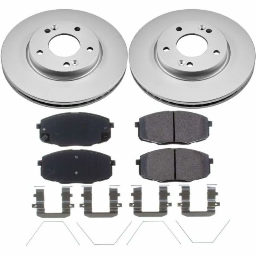 PowerStop CRK8007 Genuine Geomet Coated Rotor and Low-Dust Ceramic Brake Pad Kit