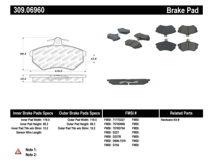 Stoptech 309.06960 Performance Brake Pads