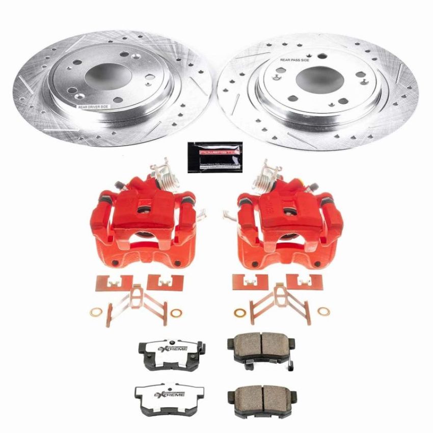PowerStop KC3128-26 Z26 Street Performance Ceramic Brake Pad, Drilled Slotted Rotor, and Caliper Kit