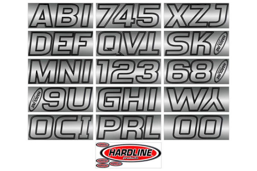 Hardline CHBLK700 Boat Lettering Registration Kit 3 in. - 700 Chrome/Black