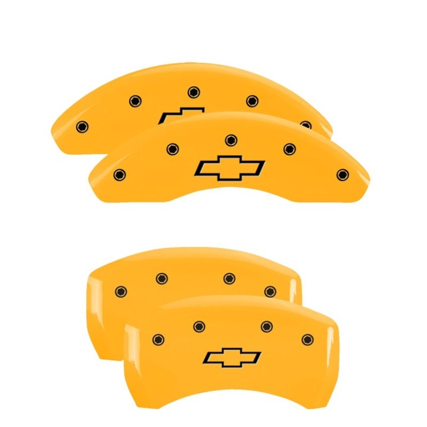 MGP 14224SBOWYL 4 Caliper Covers Engraved Front & Rear Bowtie Yellow finish black ch