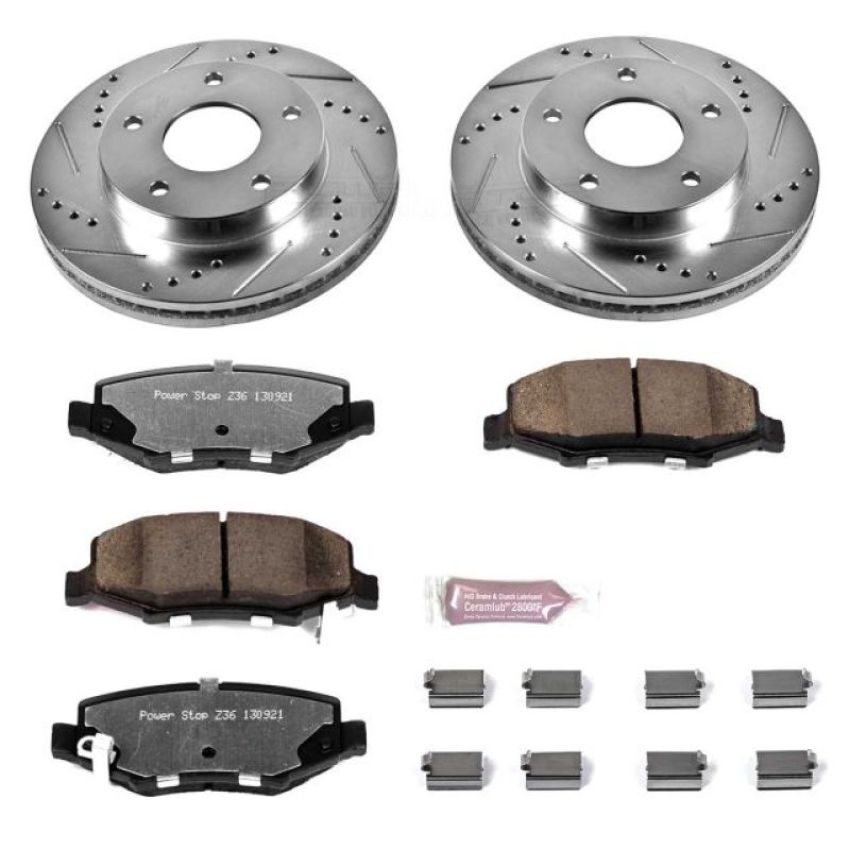 PowerStop K3046-36 Z36 Truck and SUV Carbon-Fiber Ceramic Brake Pad and Drilled & Slotted Rotor Kit