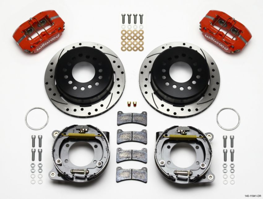Wilwood 140-11941-DR Dynapro Low-Profile 11.00in P-Brake Kit Drill-Red AMC 71-74 2.60in Offset