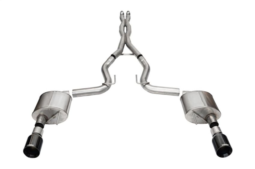 CORSA Performance 21251BLK Corsa 24 Ford MustangGT Xtreme Cat-Back Ex.Sys 3.0in Dual Rear Exit w/4.5in Blk PVD StraightCut Tip