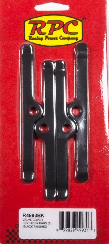 RACING POWER CO-PACKAGED RPCR4993BK Black SBC Valve Cover Spreader Bars 4-3/4in