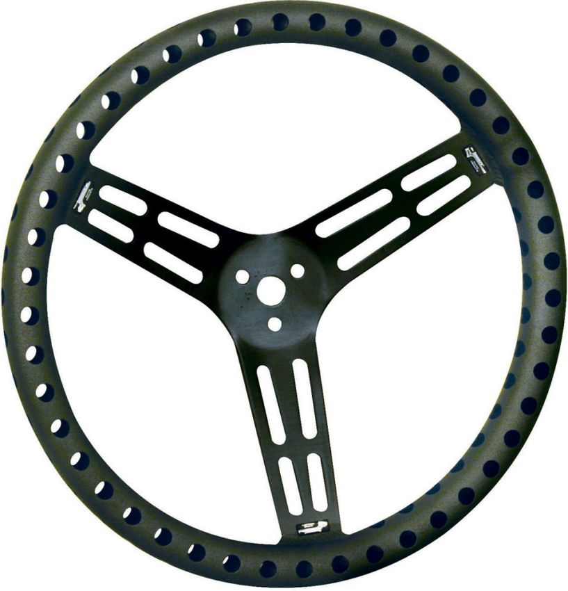 LONGACRE LON52-56838 Steering Wheel 15in Dished Drilled Black
