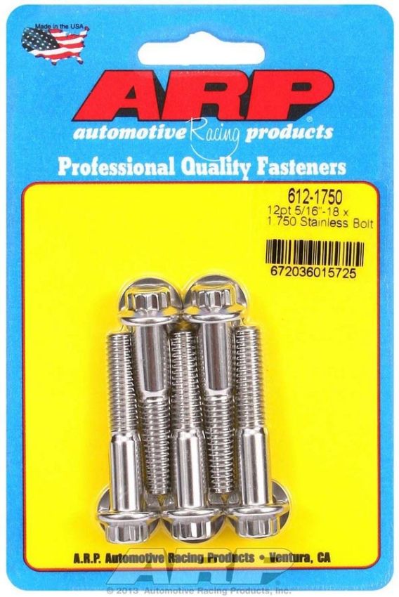 ARP ARP612-1750 S/S Bolt Kit - 12pt. (5) 5/16-18 x 1.750