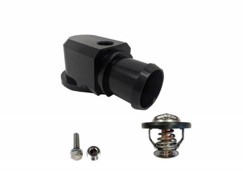 Granatelli Motor Sports 430160B Granatelli 18-19 Jeep Trackhawk Billet Thermostat Housing w/160 Deg Thermostat - Black
