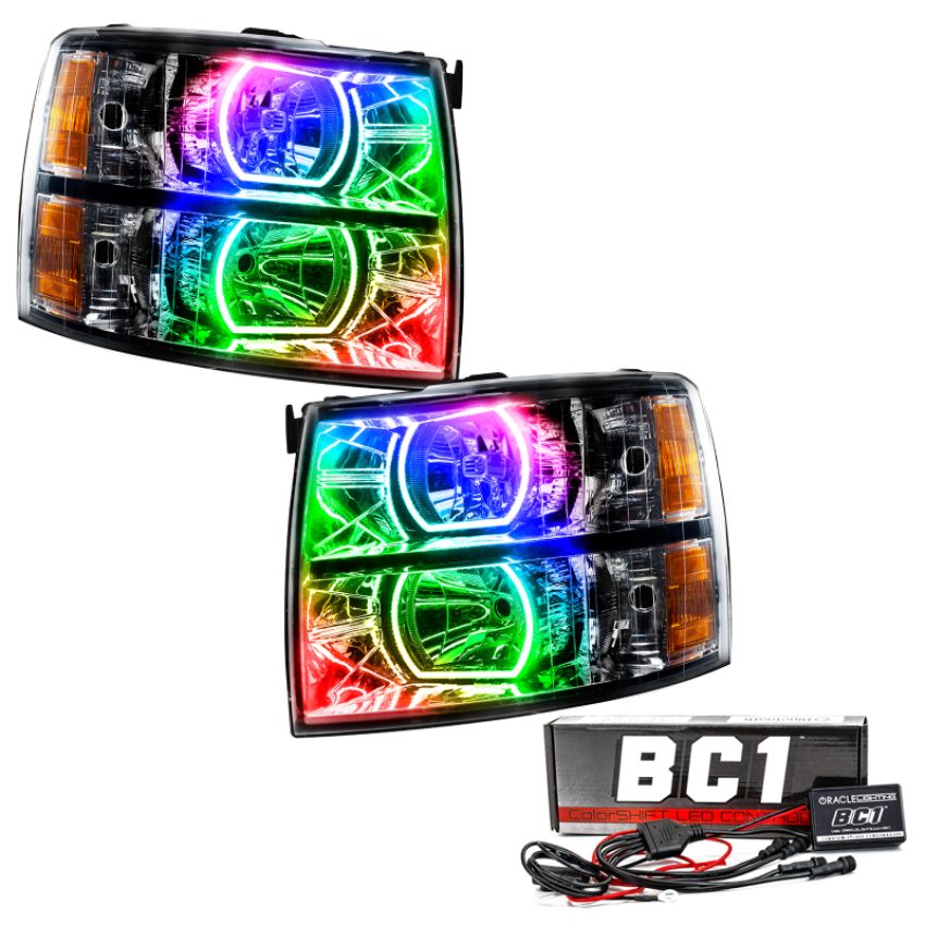Oracle Lighting 8189-335 2007-2013 Chevrolet Silverado LED Square Style Halo Headlights - (Black Housing)