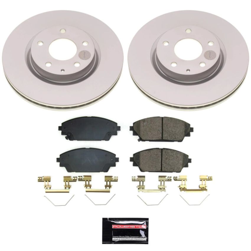 PowerStop CRK8755 Genuine Geomet Coated Rotor and Low-Dust Ceramic Brake Pad Kit