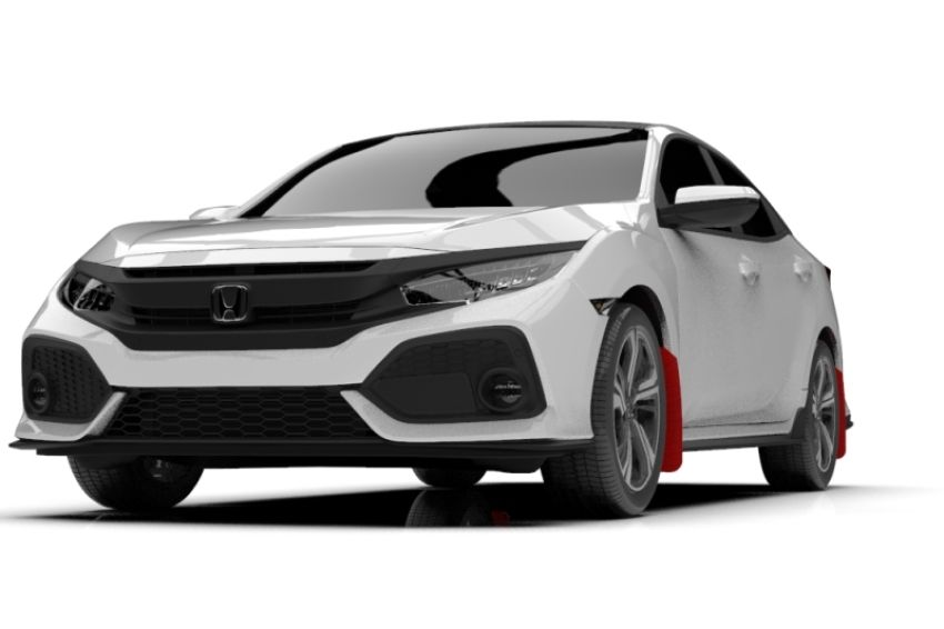 Rally Armor MF51-UR-RD/WH 17-21 Honda Civic Sport/Sport Touring Red UR Mud Flap w/White Logo
