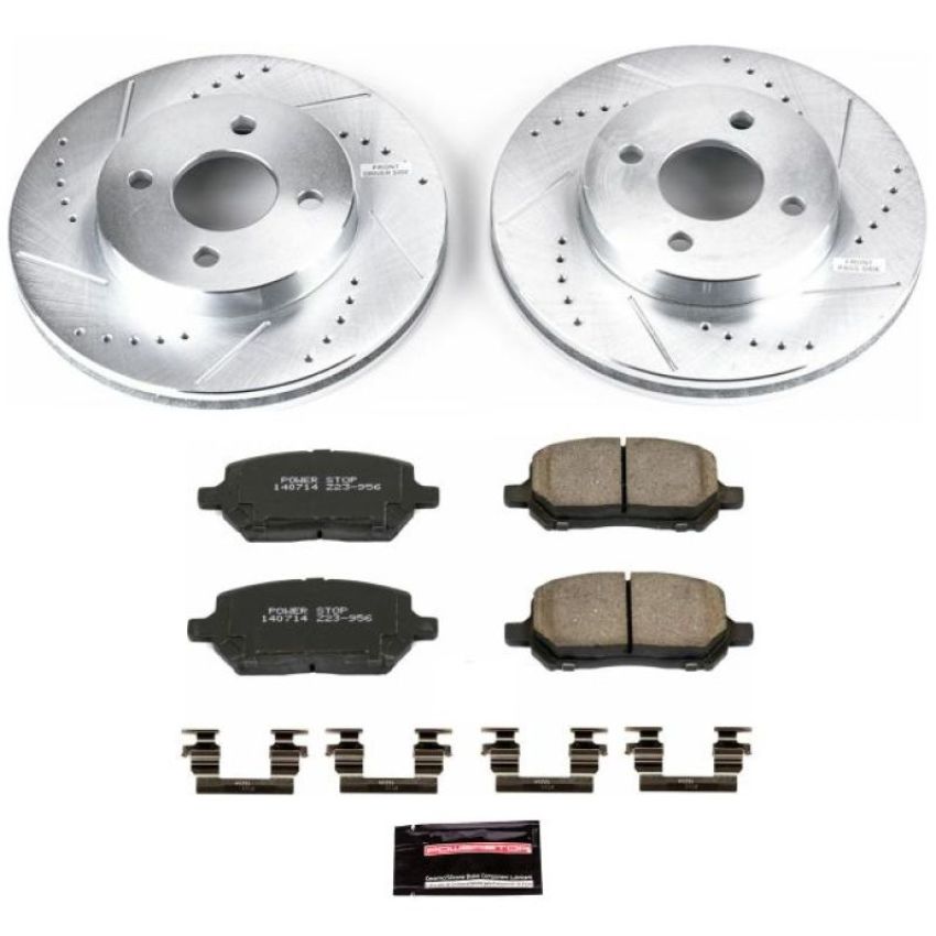 PowerStop K1604 Z23 Daily Driver Carbon-Fiber Ceramic Brake Pad and Drilled & Slotted Rotor Kit