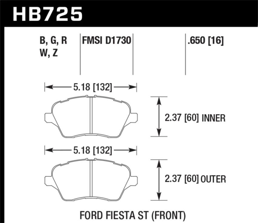 Hawk Performance HB725G.650 DTC-60 Disc Brake Pad