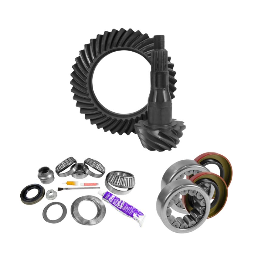 Yukon Gear & Axle YGK2100 Yukon 9.75in Ford 3.55 Rear Ring & Pinion Install Kit Axle Bearings and Seal