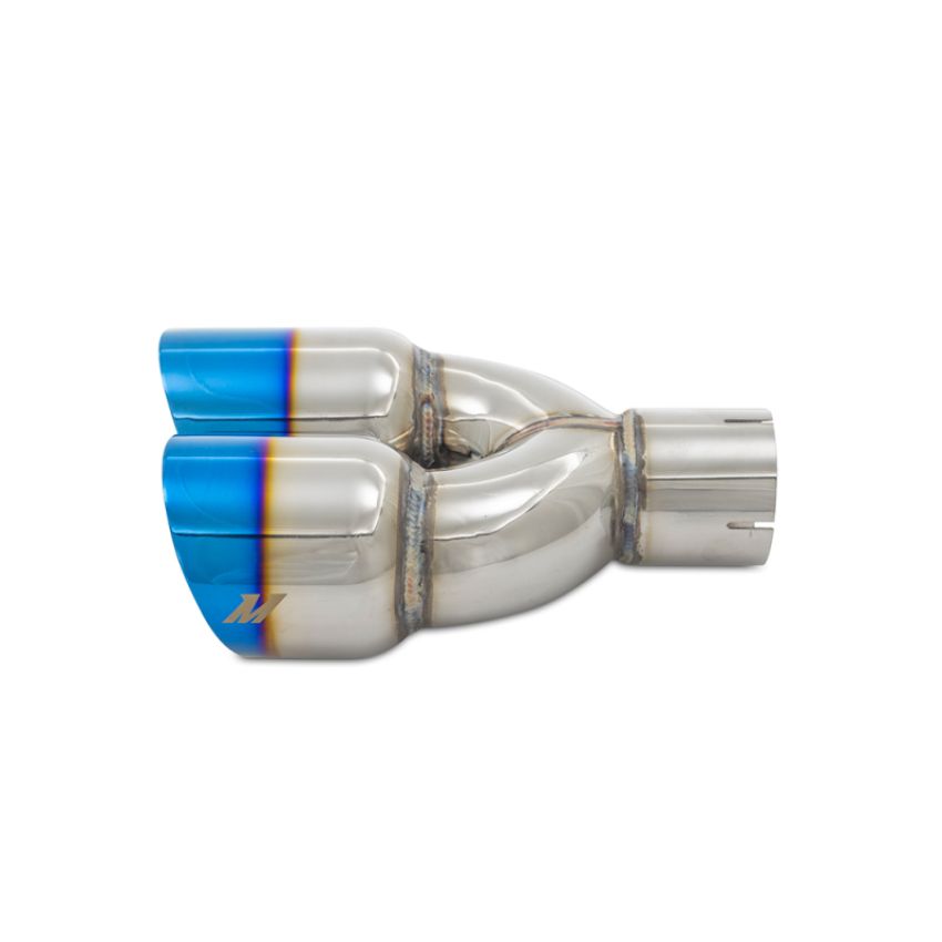 Mishimoto MMEXH-TIP-FSTBT Dual Offset Tips 2.5in Inlet 3in Outlet Slash Cut - Burnt