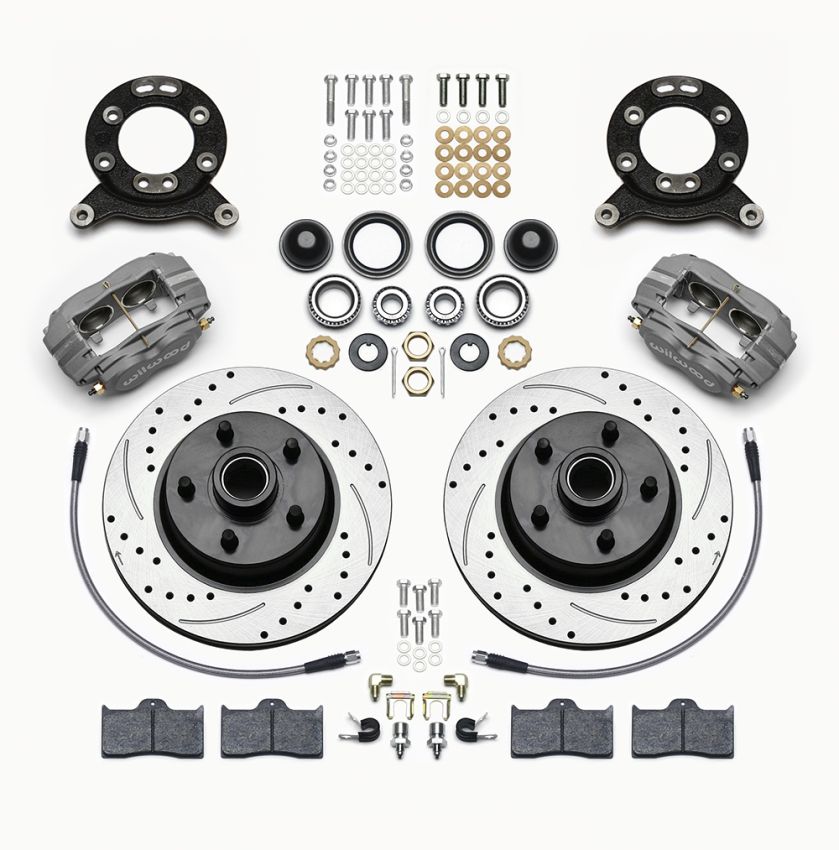 Wilwood 140-13476-D Forged Dynalite-M Front Kit 11.30in 1 PC Rotor&Hub-Drill 65-69 Mustang Disc & Drum Spindle