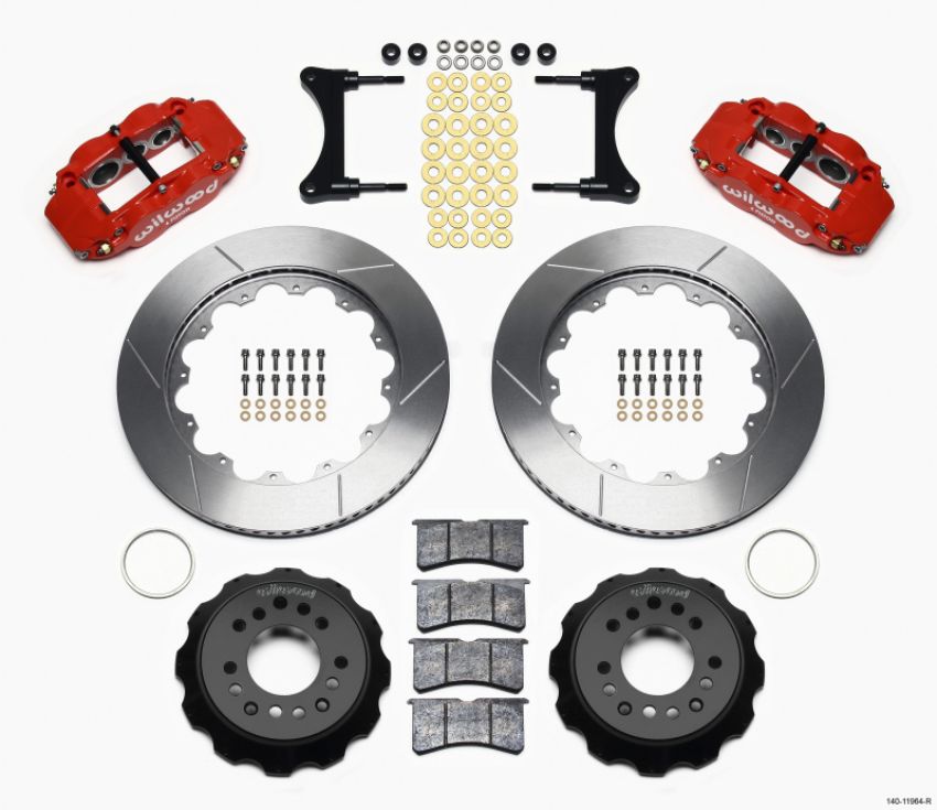 Wilwood 140-11964-R Narrow Superlite 6R Front Hat Kit 14.00in Red 93-96 Mazda RX7