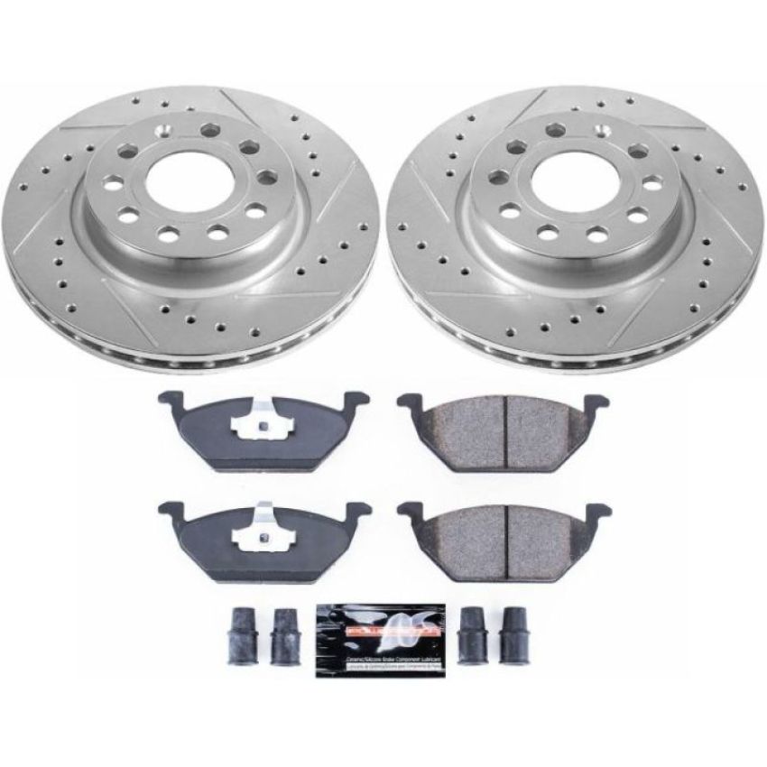 PowerStop K6041 Z23 Daily Driver Carbon-Fiber Ceramic Brake Pad and Drilled & Slotted Rotor Kit