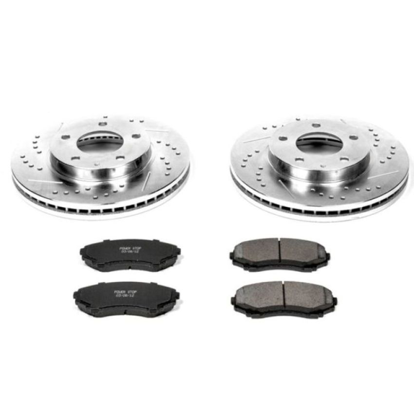 PowerStop K1184 Z23 Daily Driver Carbon-Fiber Ceramic Brake Pad and Drilled & Slotted Rotor Kit