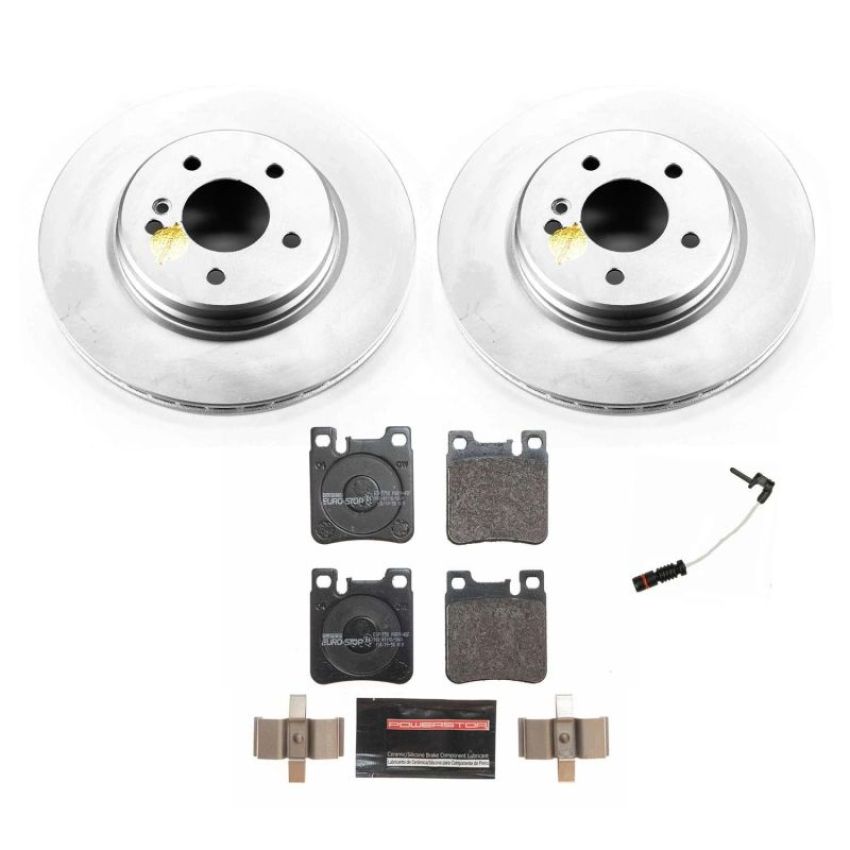 PowerStop ESK6717 Genuine Geomet Coated Rotors, ECE-R90 Brake Pads + Hardware Kit
