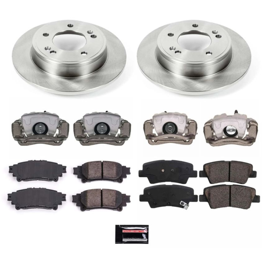 PowerStop KCOE6501A OE Stock Replacement Low-Dust Ceramic Brake Pad, Rotor and Caliper Kit