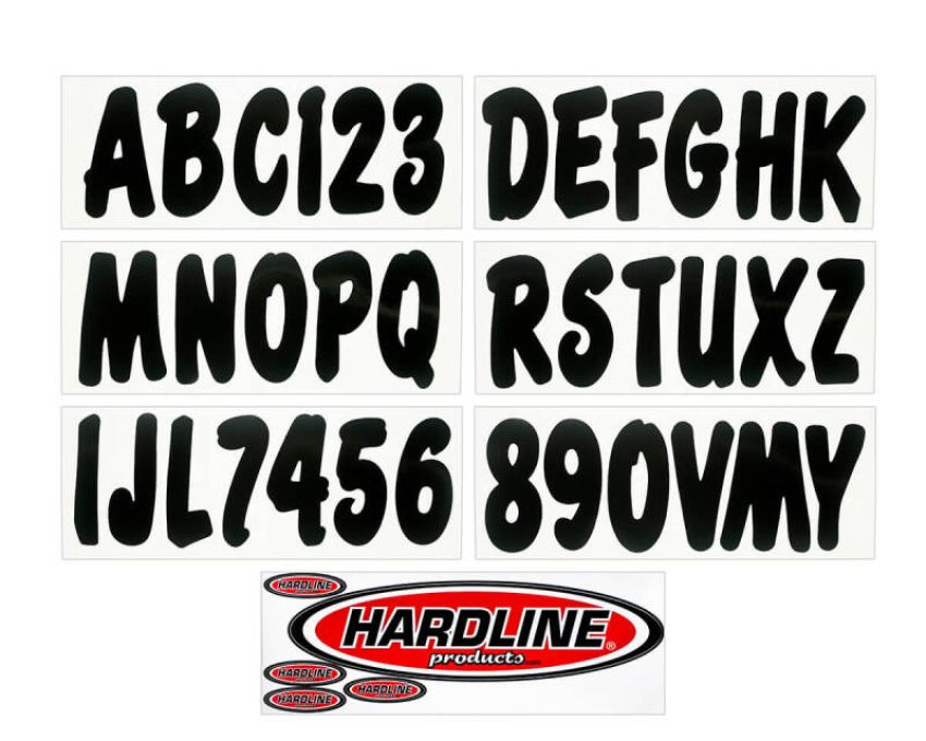 Hardline BLK200EC Boat Lettering Registration Kit 3 in. - 200 Black Solid