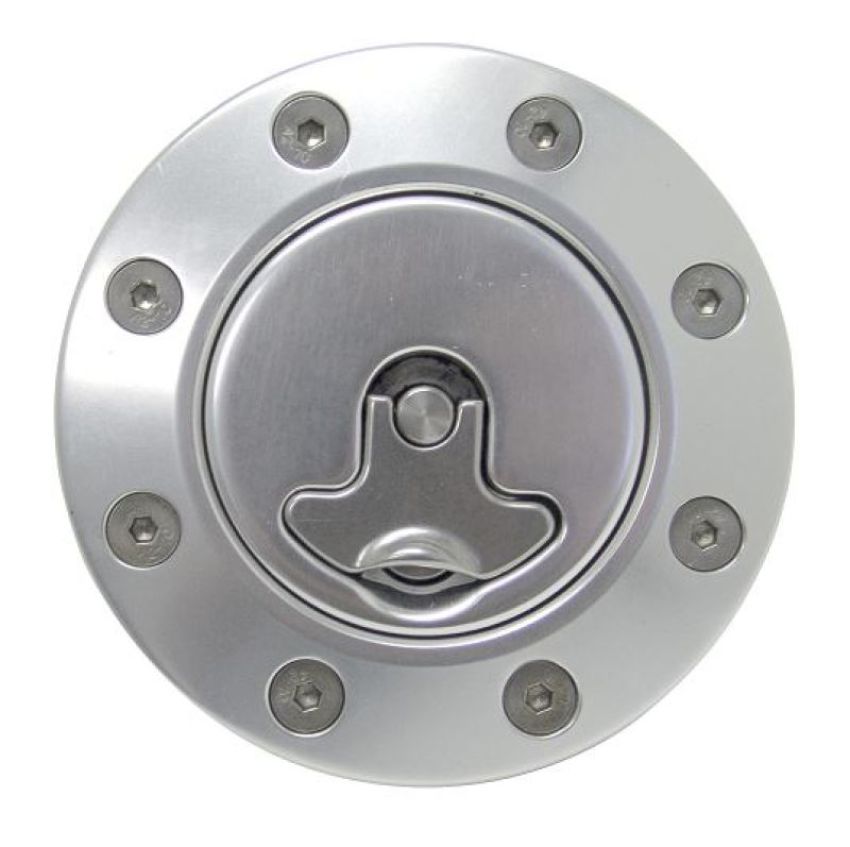 Ridetech 81000039 Billet aluminum gas cap for 1962-1967 Nova, locking, anodized Silver.