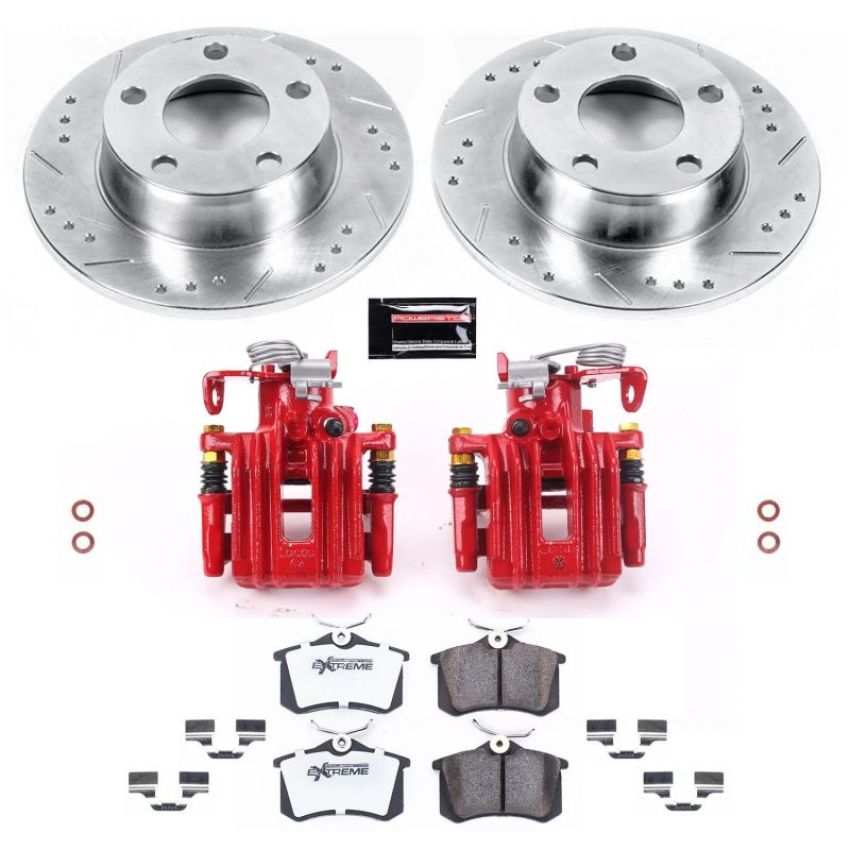 PowerStop KC4845-26 Z26 Street Performance Ceramic Brake Pad, Drilled Slotted Rotor, and Caliper Kit