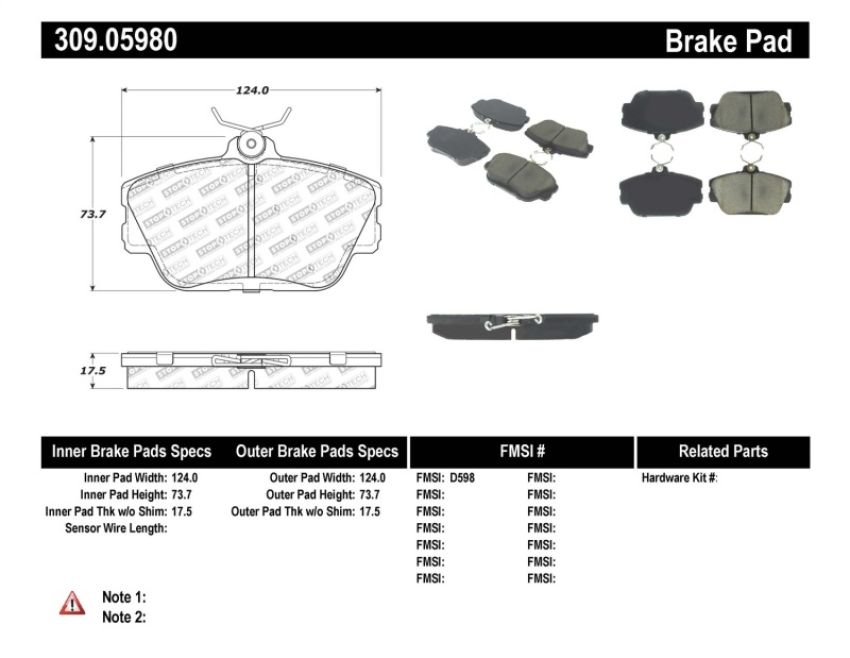 Stoptech 309.05980 Performance Brake Pads