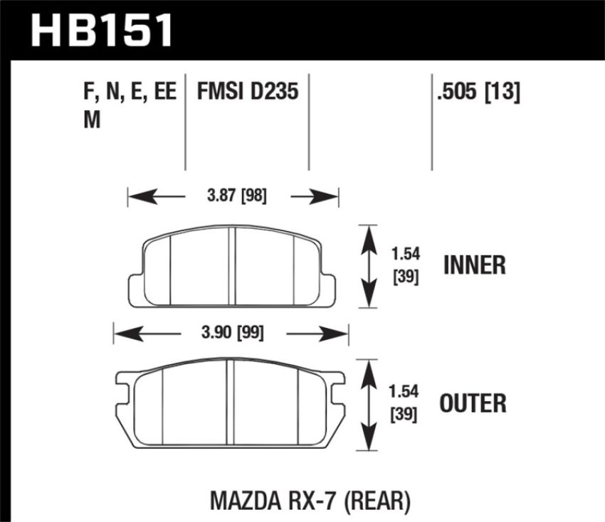 Hawk Performance HB151E.505 Blue 9012 Disc Brake Pad