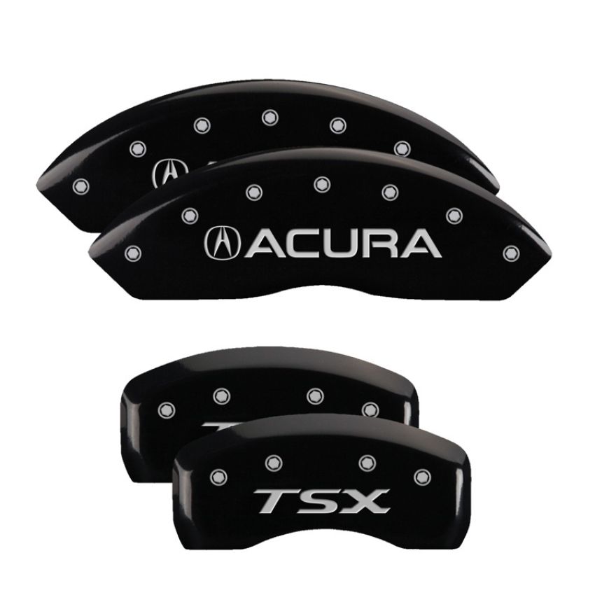 MGP 39016STSXBK 4 Caliper Covers Engraved Front Acura Engraved Rear TSX Black finish silver ch