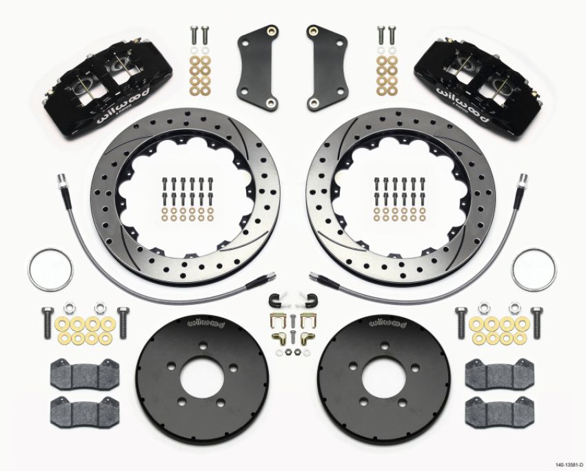 Wilwood 140-13581-D Dynapro 6 Front Hat Kit 12.88in Drilled 2005-Up Mazda 3 w/ Lines