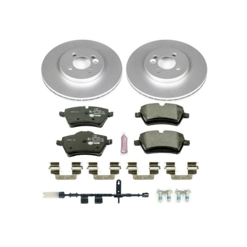 PowerStop ESK6741 Genuine Geomet Coated Rotors, ECE-R90 Brake Pads + Hardware Kit