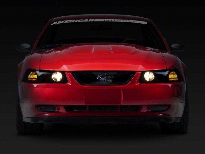 Raxiom 49126 99-04 Ford Mustang Axial Series Projector Headlights- Blk Housing (Smoked Lens)