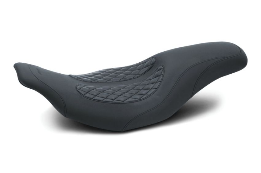 Mustang Motorcycle 76983 Mustang 97-07 Harley Electra Glide, Rd Glide Fastback 1PC Seat w/ Diamond Stitch - Black