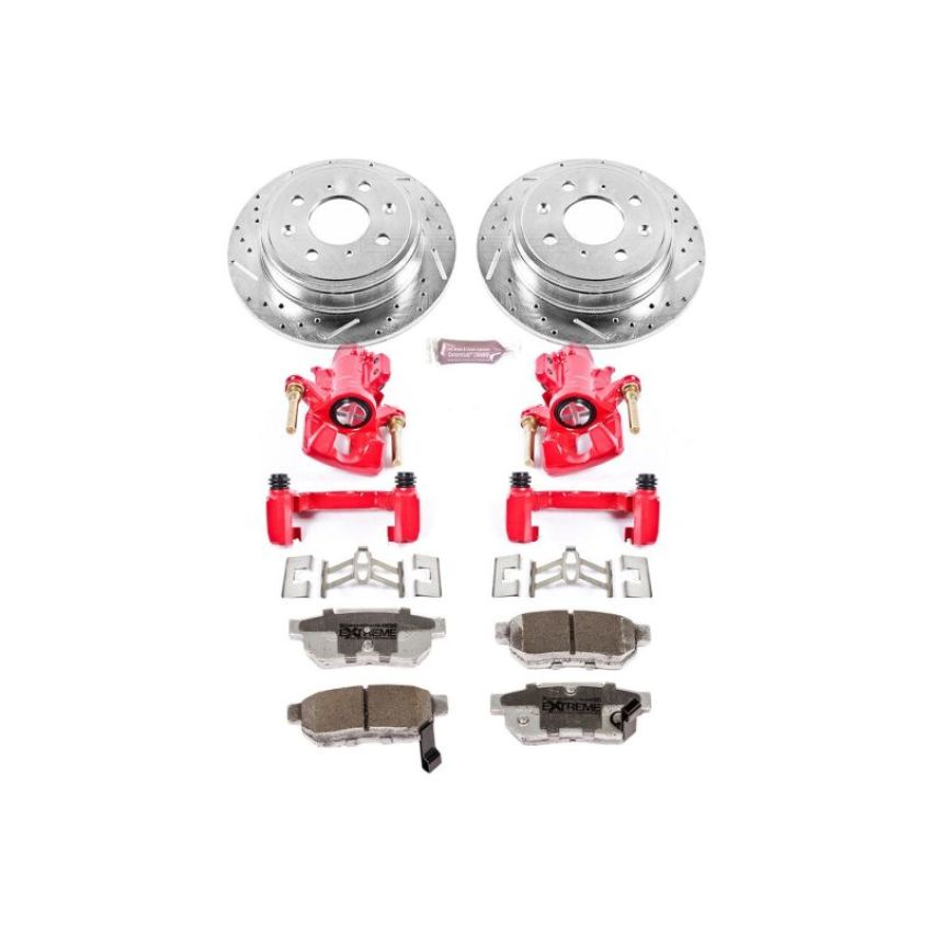 PowerStop KC408-26 Z26 Street Performance Ceramic Brake Pad, Drilled Slotted Rotor, and Caliper Kit