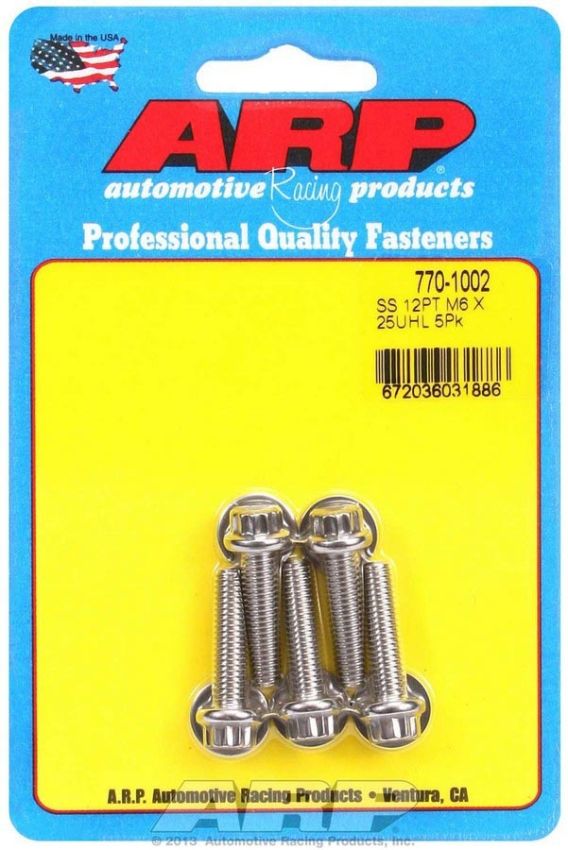 ARP ARP770-1002 S/S Bolt Kit - 12pt. (5) 6mm x 1.00 x 25