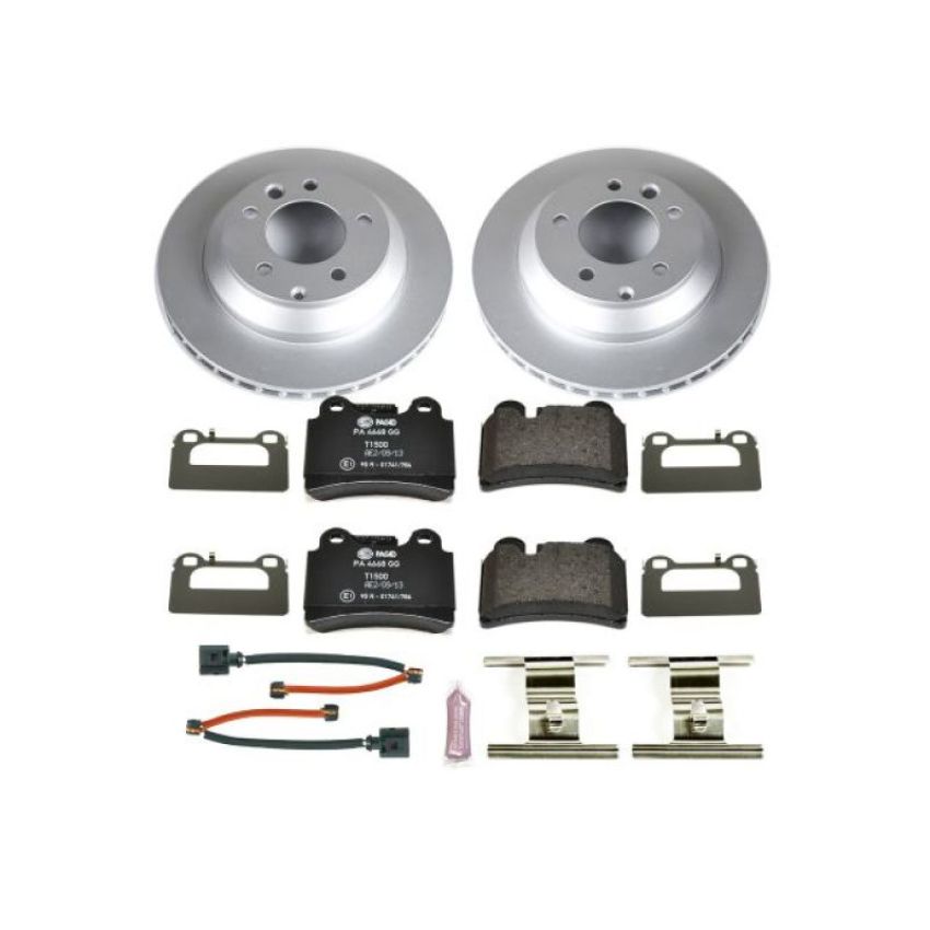 PowerStop ESK4681 Genuine Geomet Coated Rotors, ECE-R90 Brake Pads + Hardware Kit