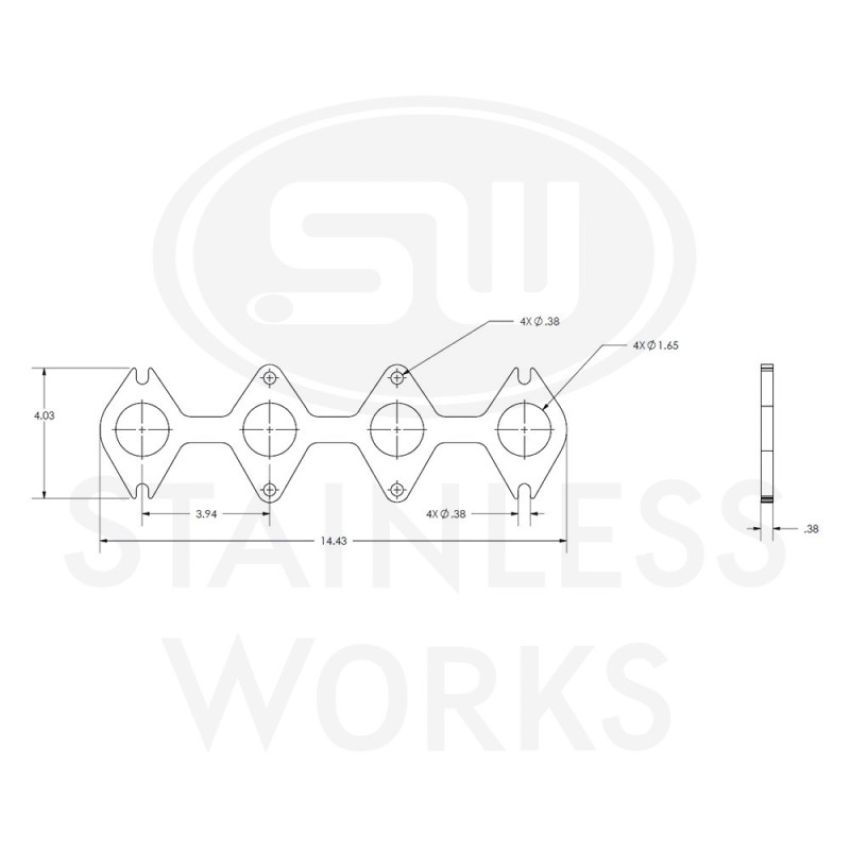 Stainless Works HF463V163 Small Block Ford 4.6L 3V Round Port Header 304SS Exhaust Flanges 1-5/8in Primaries