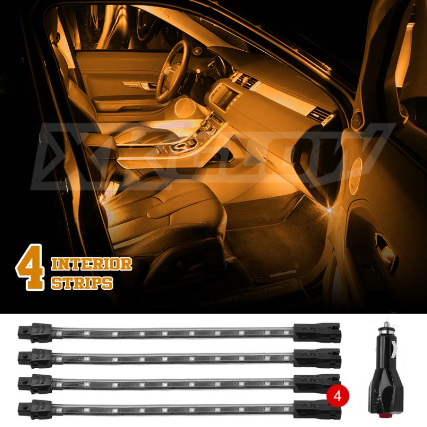 XKGLOW XK041004-A XK Glow Single Color  UnderglowLED Accent Light Car/Truck Kit Amber - 4x8In