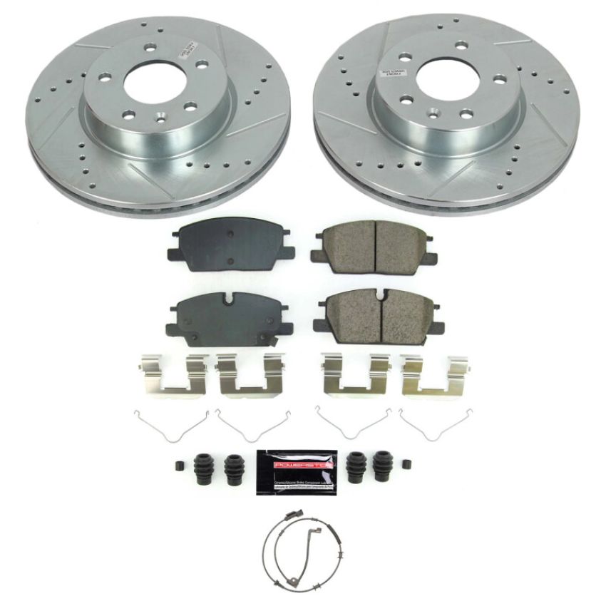 PowerStop K9075 Z23 Daily Driver Carbon-Fiber Ceramic Brake Pad and Drilled & Slotted Rotor Kit