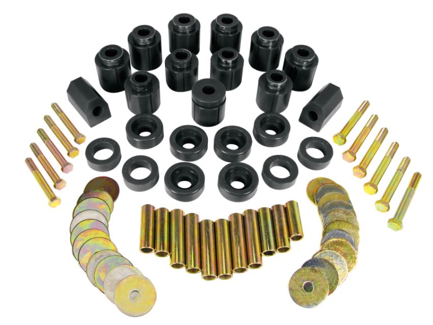 Prothane 1-113-BL 87-96 Jeep YJ 1in Lift Body Mount Kit - Black